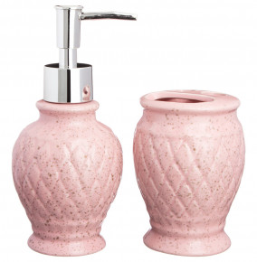 Набор для ванной комнаты 7 х 19 см 2 предмета розовый  LEFARD "Сетка" / 288393