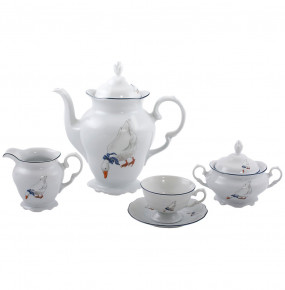 Кофейный сервиз на 6 персон 15 предметов  Royal Czech Porcelain "Аляска /Гуси" / 203683