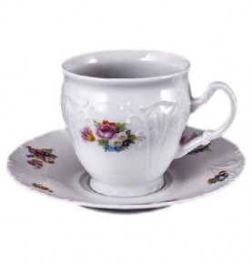 Набор чайных пар 220 мл 6 шт высокие  Bohemia Porcelan Moritz Zdekauer 1810 s.r.o. "Лиана /Весенний букет" / 046550