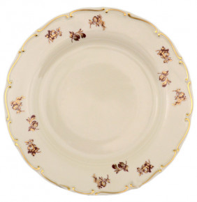 Набор тарелок 25 см 6 шт  Bohemia Porcelan Moritz Zdekauer 1810 s.r.o. "Анжелика /Золотисто-красные розочки /СК" / 066922