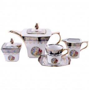 Чайный сервиз на 6 персон 15 предметов  Royal Czech Porcelain "Львов /Мадонна зеленая" / 203758