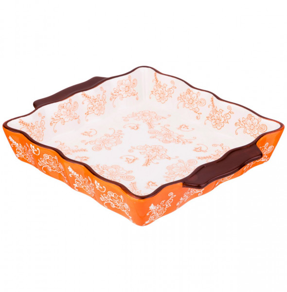 Блюдо для запекания 30 х 24 х 5 см прямоугольное  Agness &quot;Цветы /Оранжевый&quot; / 191950