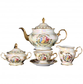 Чайный сервиз на 6 персон 15 предметов  Royal Czech Porcelain "Аляска /Мадонна перламутр" / 097521