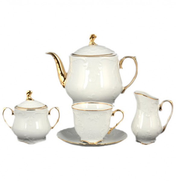 Чайный сервиз на 6 персон 17 предметов  Royal Czech Porcelain &quot;Рококо /Отводка золото&quot; / 096785