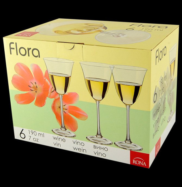 Бокалы для белого вина 190 мл 6 шт  Rona &quot;Флора /Бесцветная паутинка&quot; / 096500