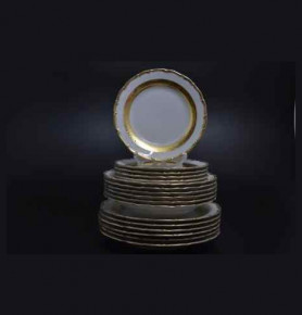 Набор тарелок 18 предметов (19, 23, 25 см)  Bohemia Porcelan Moritz Zdekauer 1810 s.r.o. "Анжелика /Золотая лента" / 010911