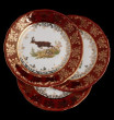 Набор тарелок 19 см 6 шт  Bavarian Porcelain &quot;Мария-Тереза /Охота красная&quot; / 012187