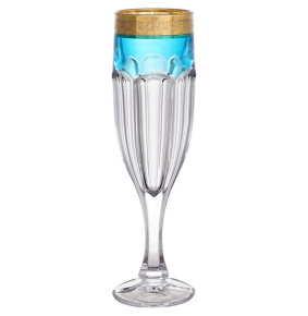 Бокалы для шампанского 150 мл 6 шт  Crystalite Bohemia "Сафари /Бирюзовые" / 223126