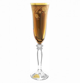 Бокалы для шампанского 160 мл 6 шт  Rona "Гармония /Амбер с золотыми колокольчиками" / 116758