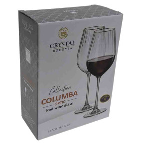 Бокалы для красного вина 500 мл 2 шт  Crystalite Bohemia "Columba /Колумба /Оптика /Отводка золото" / 336709
