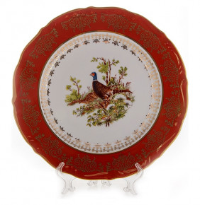Блюдо 30 см круглое  Bavarian Porcelain "Мария-Тереза /Охота красная"  / 017149