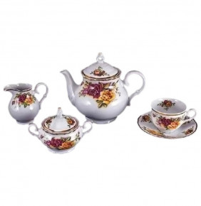 Чайный сервиз на 6 персон 15 предметов  Bohemia Porcelan Moritz Zdekauer 1810 s.r.o. "Офелия /Две розы" / 046431