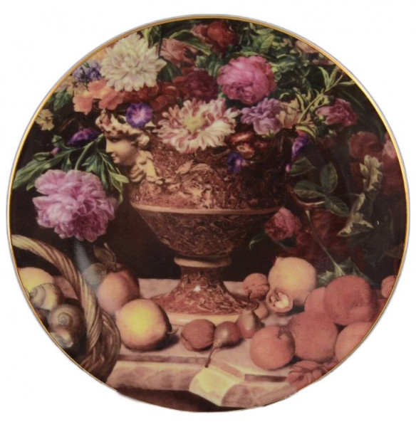 Тарелка декоративная 27 см настенная с крючком  Thun &quot;Натюрморт с цветами&quot; / 153710