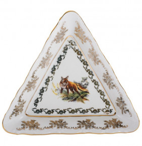 Салатник 19 см треугольный  Royal Czech Porcelain "Офелия /Охота белая"  / 204348