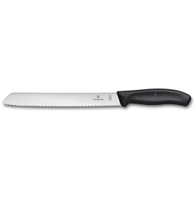 Нож для хлеба 21 см волнистое лезвие чёрный в блистере  Victorinox "Swiss Classic" / 320284