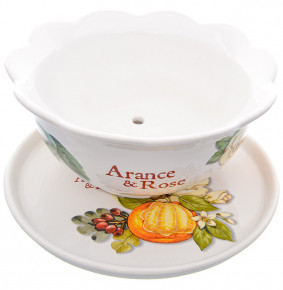 Фруктовница 25 см с подставкой  Artigianato Ceramico by Caroline "Artigianato ceramico /Апельсин и роза" / 228440