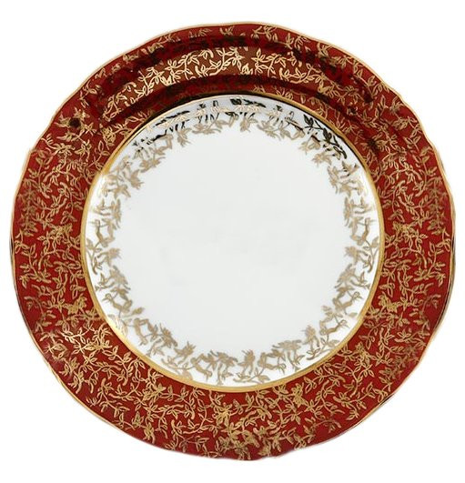 Набор тарелок 19 см 6 шт  Roman Lidicky &quot;Фредерика /Золотые листики на красном&quot; / 167797