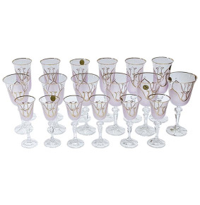 Набор бокалов 18 предметов розовые  Crystalex CZ s.r.o. "Кристина /Тюльпан /Отводка золото" / 329826