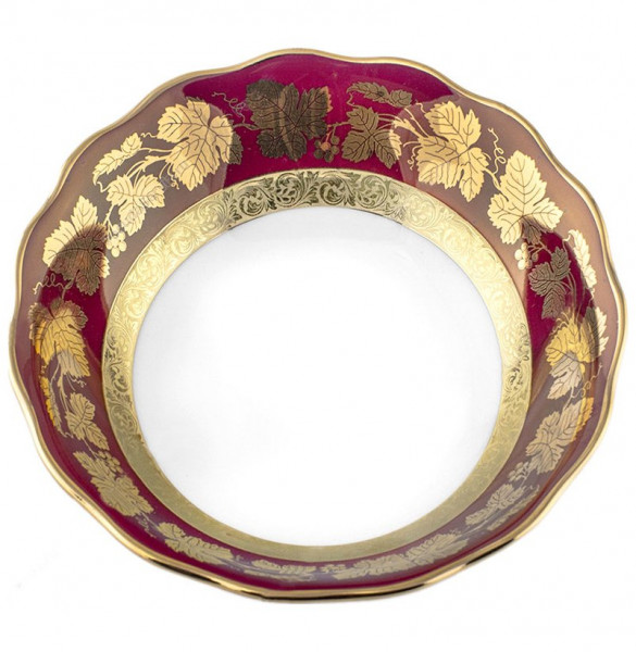 Салатник 16 см 1 шт  Royal Czech Porcelain &quot;Аляска /Виноградные листья на красном /Золото&quot; / 203730