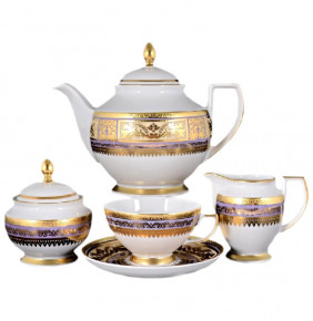 Чайный сервиз на 6 персон 15 предметов  Falkenporzellan "Диадема /Фиолет. крем золото" / 060282