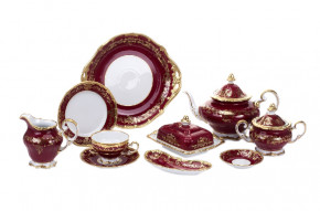 Чайный сервиз на 6 персон 30 предметов  Weimar Porzellan "Ювел /Красный с золотым узором" / 084164