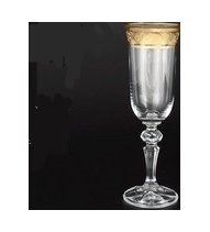 Бокалы для шампанского 150 мл 6 шт  Crystalite Bohemia "Кристина /Цветочный узор на золоте" / 038706