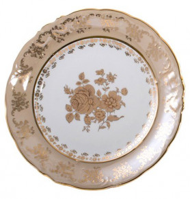 Набор тарелок 25 см 6 шт  Royal Czech Porcelain "Фредерика /Золотая роза /Бежевая" / 203927