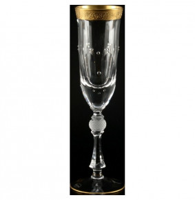 Бокалы для шампанского 200 мл 6 шт  Crystalite Bohemia "Джесси /Золото и Стразы" / 001224