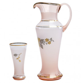 Набор для воды 7 предметов (кувшин + 6 стаканов) карамельно-розовый  Nd Art "Золотая роза" / 200587