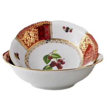 Салатник 24 см  Royal Czech Porcelain &quot;Болеро /Фрукты /Красные листики&quot; / 203633