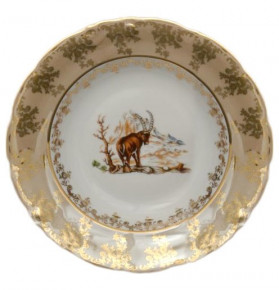 Набор тарелок 24 см 6 шт глубокие  Royal Czech Porcelain "Фредерика /Охота бежевая" / 204041