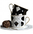 Набор чайных пар 250 мл 4 шт с тарелками  Cmielow Design Studio &quot;Дженни /Art Deco золото&quot; / 163412
