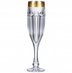 Бокалы для шампанского 150 мл 6 шт  Crystalite Bohemia "Сафари /Матовое золото /430469" / 021118