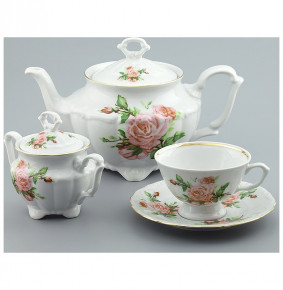 Чайный сервиз на 6 персон 15 предметов  Cmielow "Мария-Тереза /Розовые розы" (220 мл) / 111557