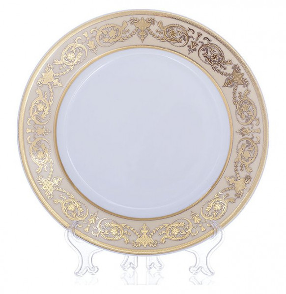 Набор тарелок 21 см 6 шт  Bavarian Porcelain &quot;Александрия /Золотой узор на бежевом&quot; / 088265