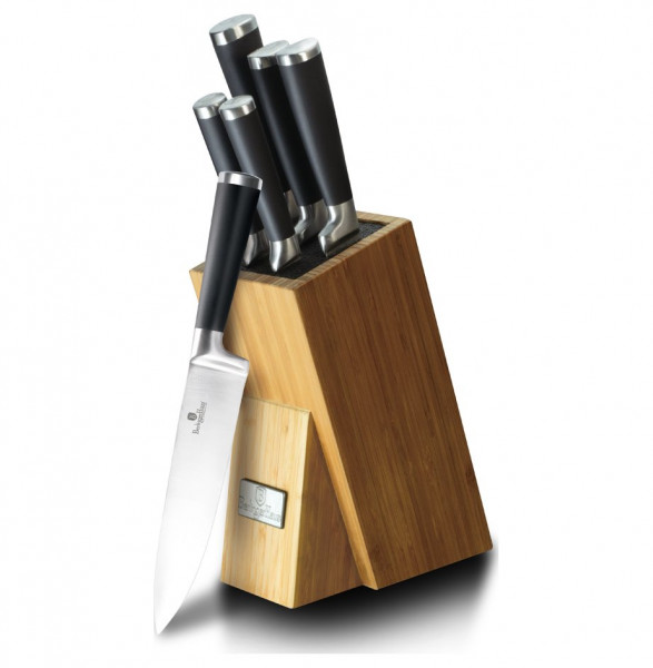Набор кухонных ножей на подставке из бамбука 7 предметов  Berlinger Haus &quot;Black Royal Line&quot; / 157741