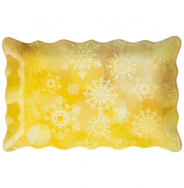 Блюдо 25 см прямоугольное жёлтое  LEFARD &quot;Новогодний калейдоскоп /Снежинки&quot; / 268480