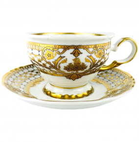 Набор чайных пар 160 мл 6 шт  Bohemia Porcelan Moritz Zdekauer 1810 s.r.o. "Анжелика /Золотые цветы" / 121931