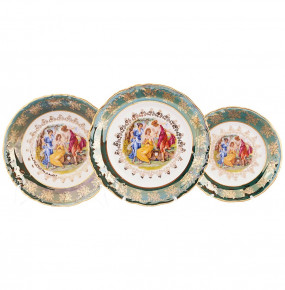 Набор тарелок 18 предметов  МаМ декор "Фредерика /Мадонна зелёная" / 159752
